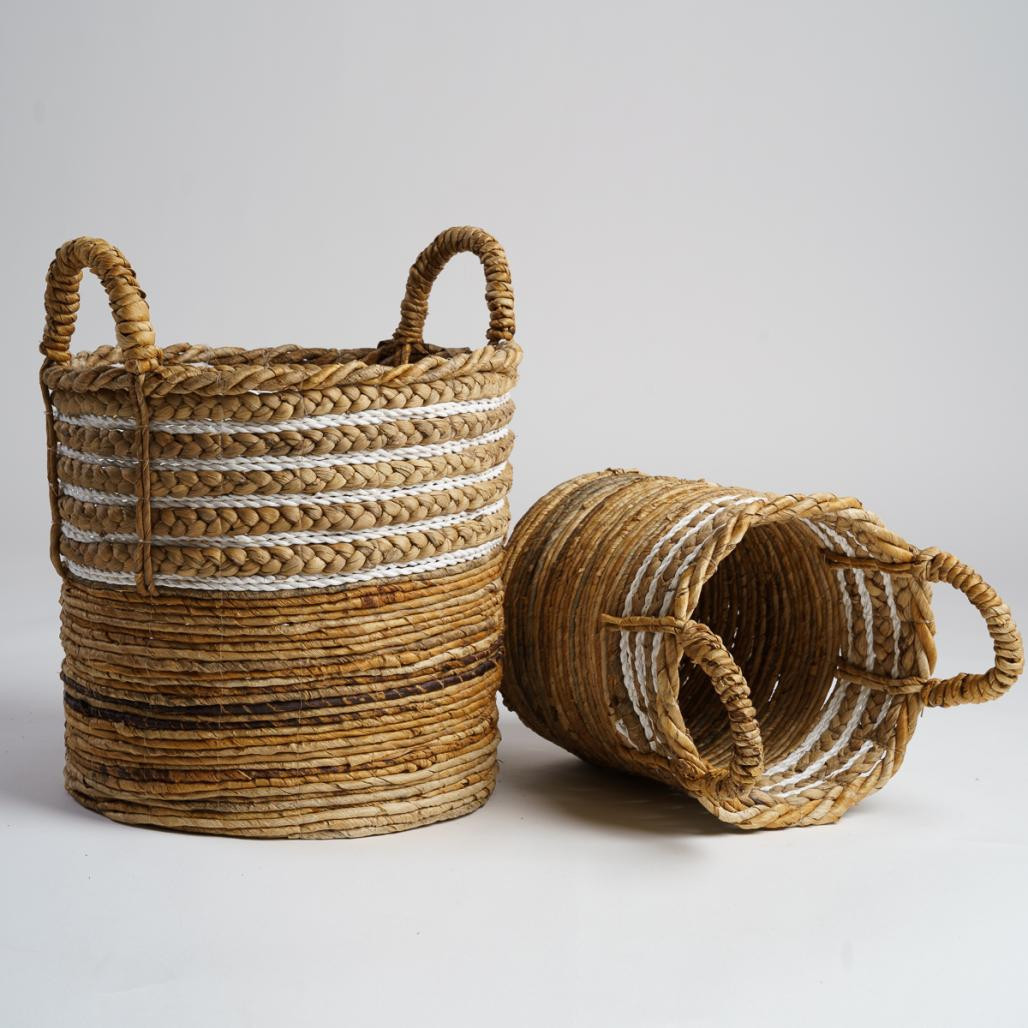 Panier en fibre végétale beige S Yvo