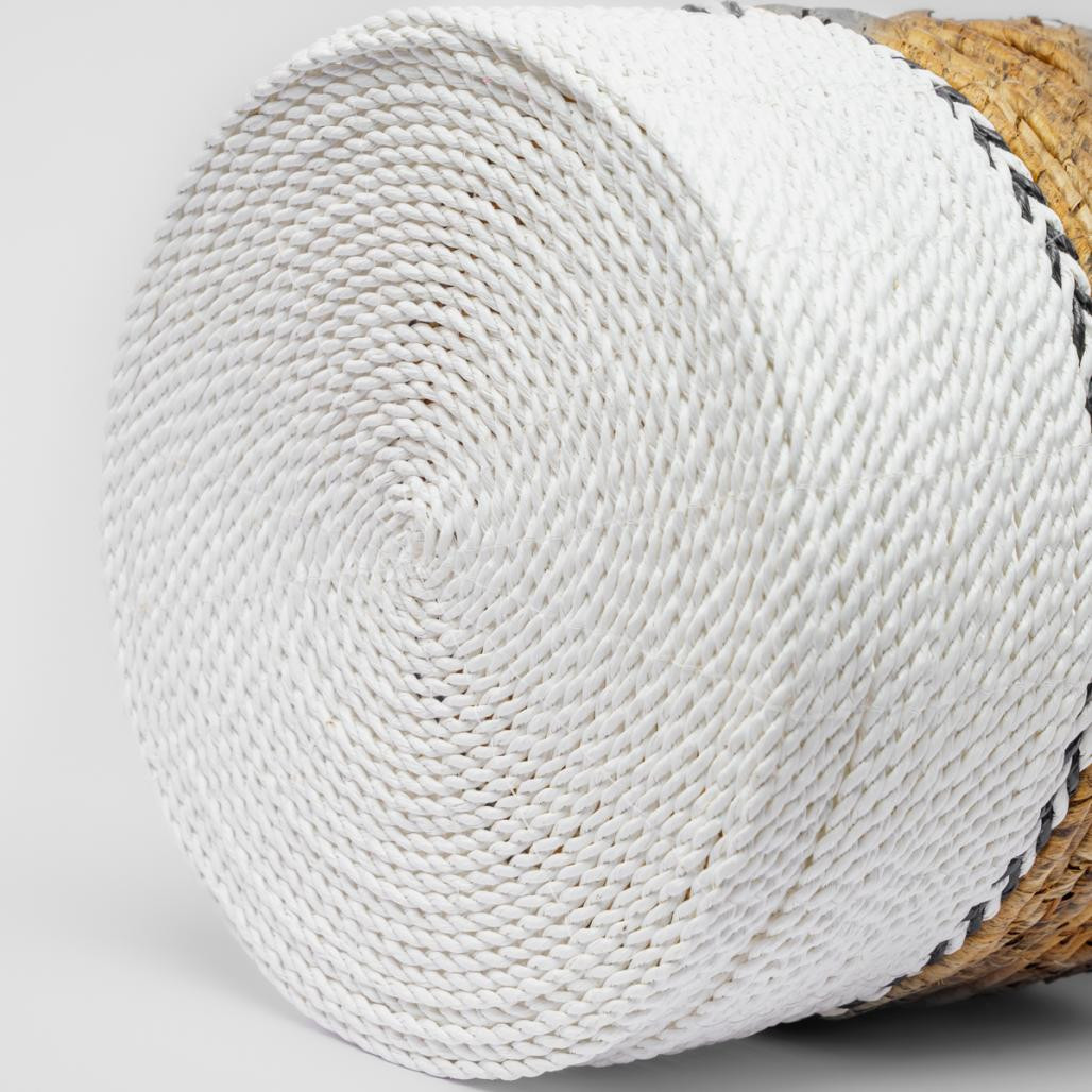 Grand panier en fibre végétale écru et marron XL Izia