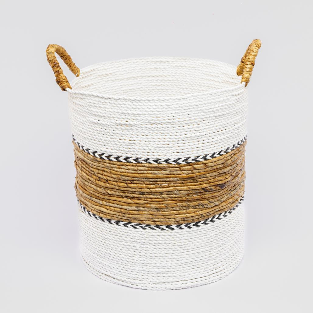 Panier en fibre végétale écru et marron L Izia