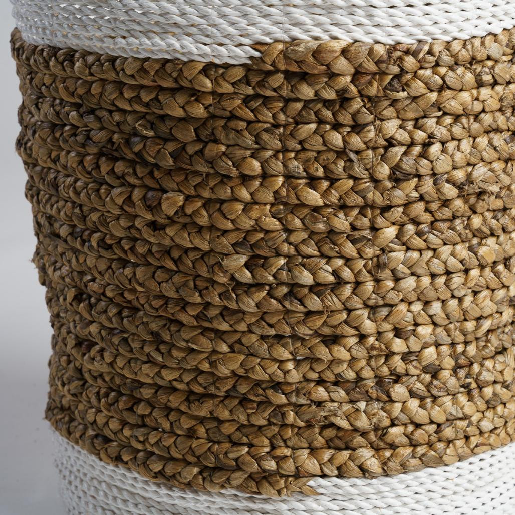 Panier en jacinthe d'eau écru et marron L Mizu