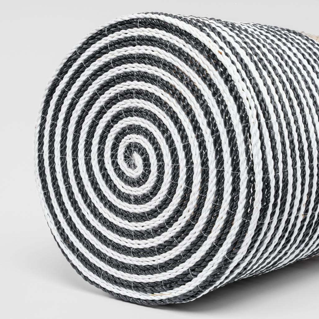 Grand panier en jonc de mer noir et blanc XL Pika