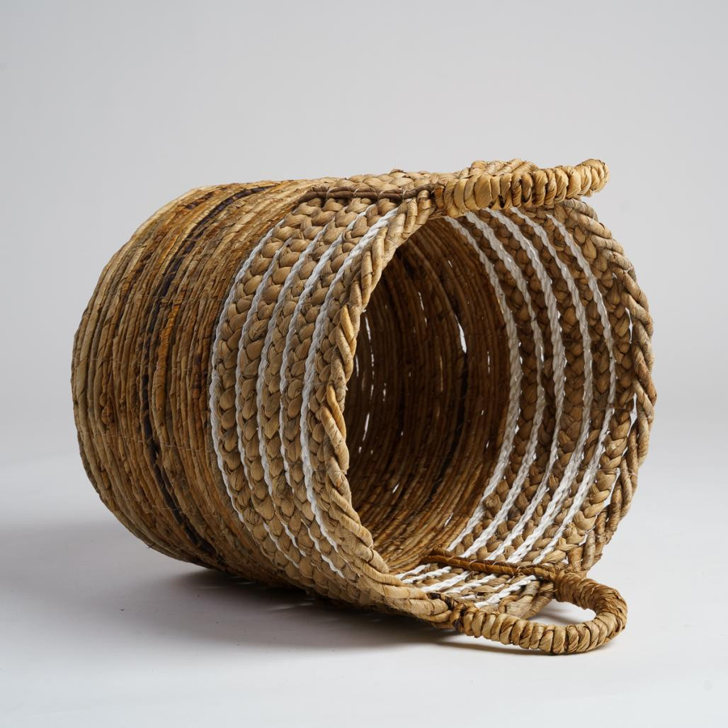 Panier en fibre végétale beige L Yvo