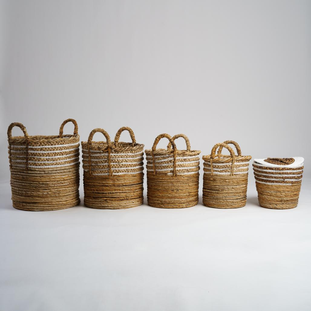 Panier en fibre végétale beige L Yvo