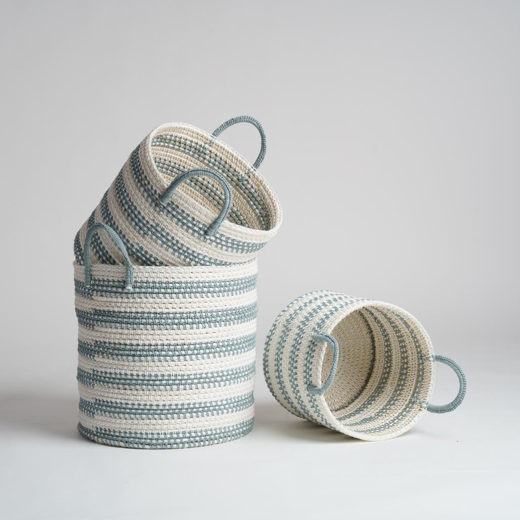 Panier de rangement en corde gris et écru L Guapa Panier de rangement en corde gris et écru L Guapa