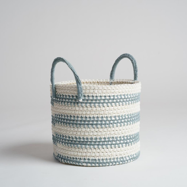 Panier de rangement en corde gris et écru M Guapa