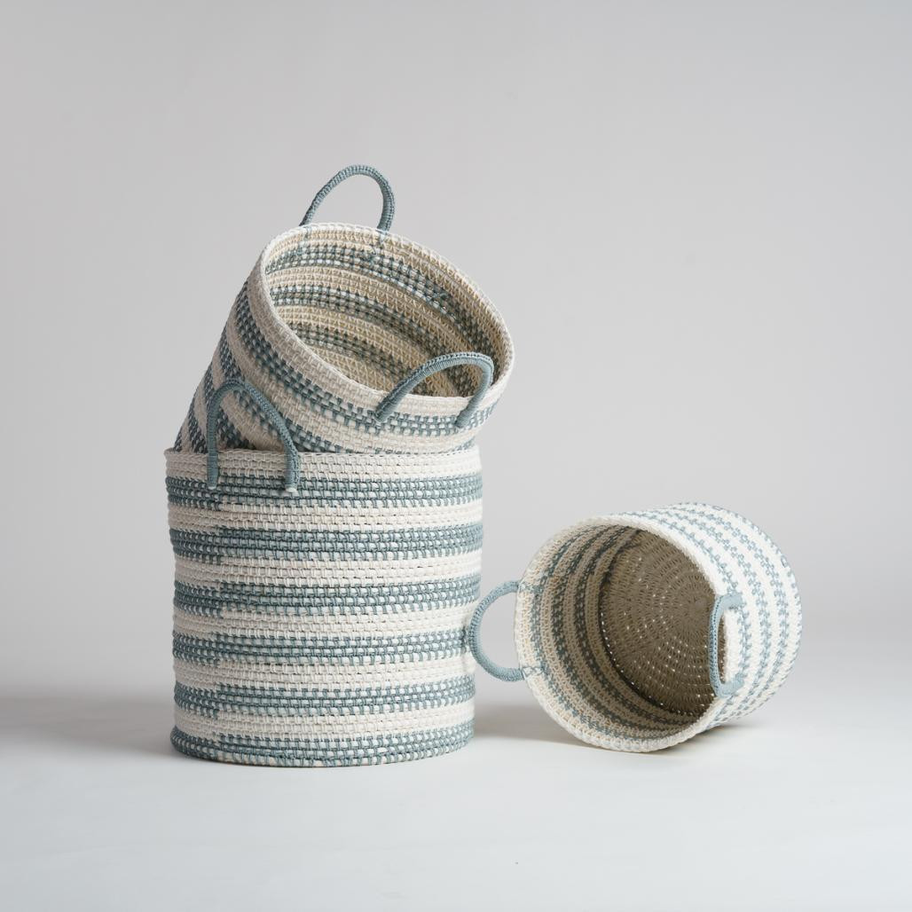 Panier de rangement en corde gris et écru M Guapa Panier de rangement en corde gris et écru M Guapa