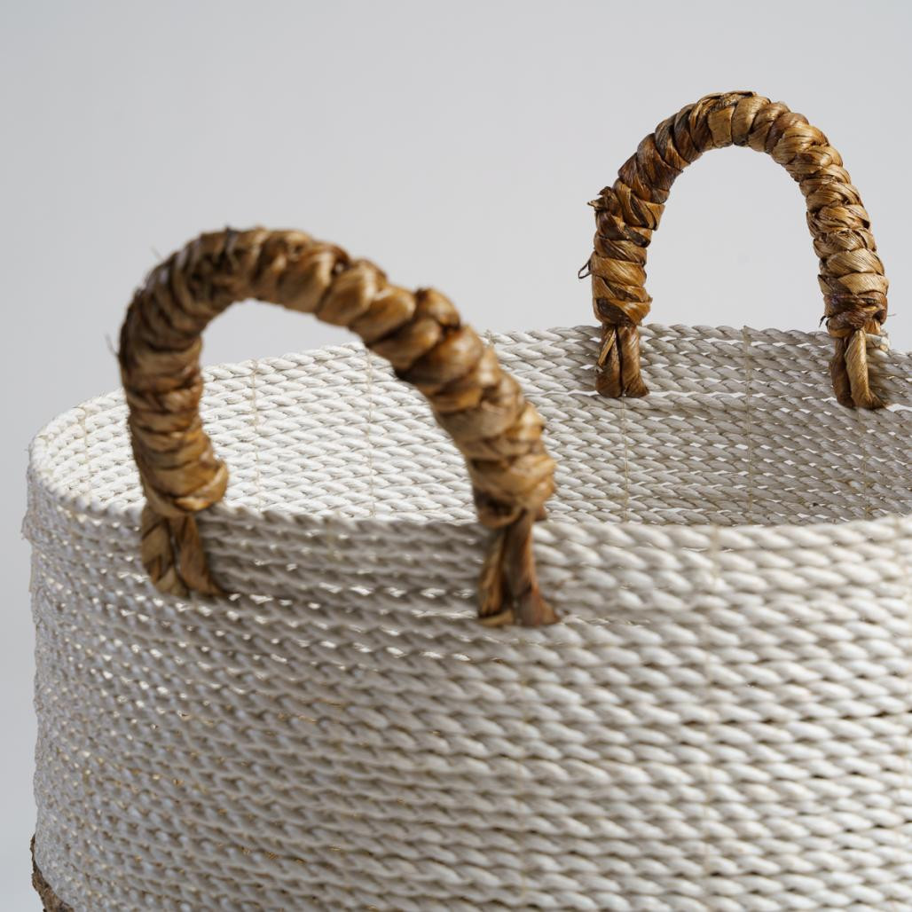 Paniers en jacinthe d'eau écru et marron XL-M Mizu (x2) Paniers en jacinthe d'eau écru et marron XL-M Mizu (x2)