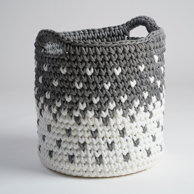 Panier en corde gris et blanc M Elly