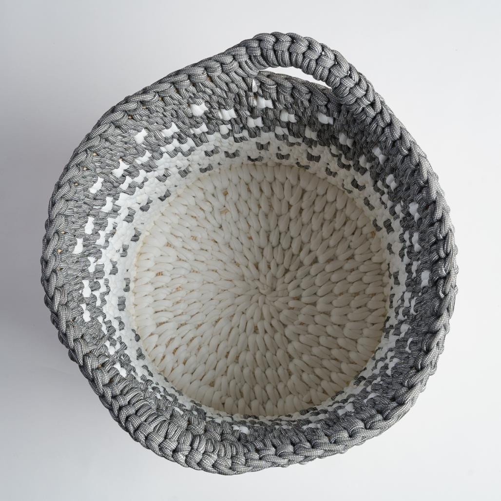 Panier en corde gris et blanc M Elly Panier en corde gris et blanc M Elly