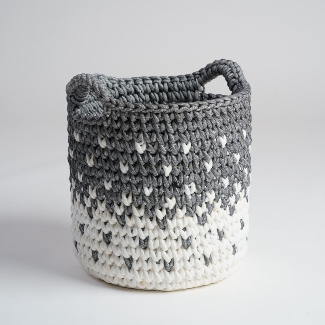 Panier en corde gris et blanc S Elly