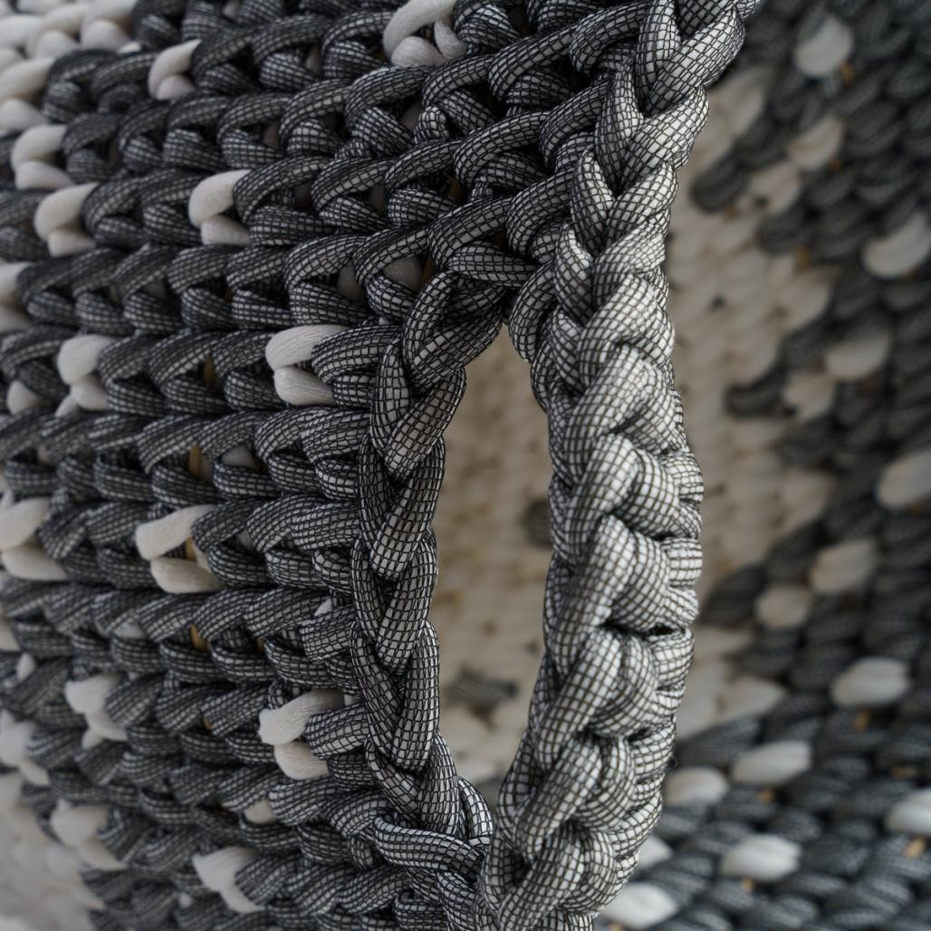 Panier en corde gris et blanc S Elly Panier en corde gris et blanc S Elly