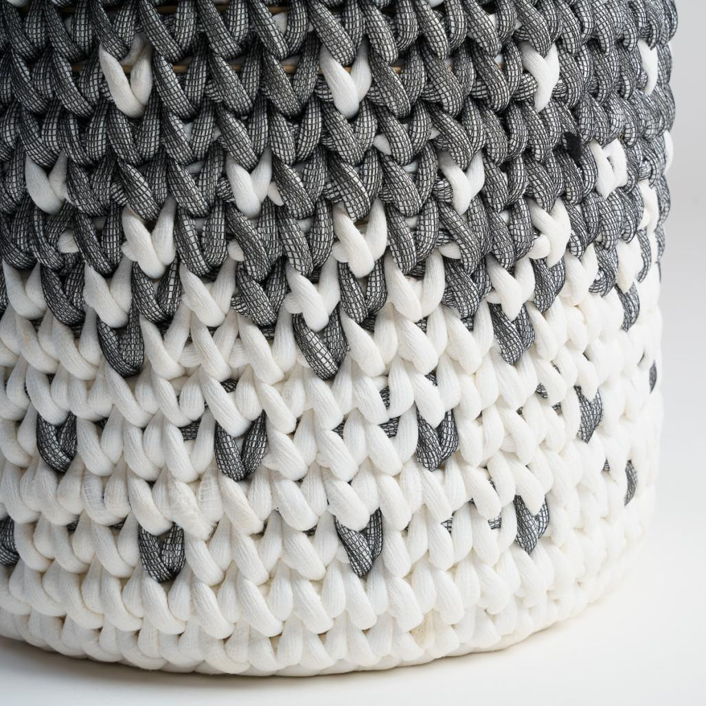 Panier en corde gris et blanc S Elly Panier en corde gris et blanc S Elly