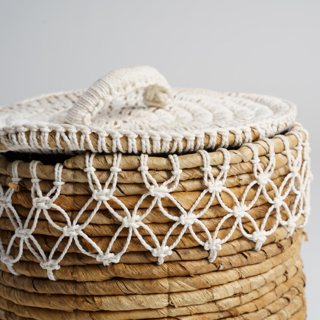 Panier à linge tressé avec couvercle H.35 cm Major