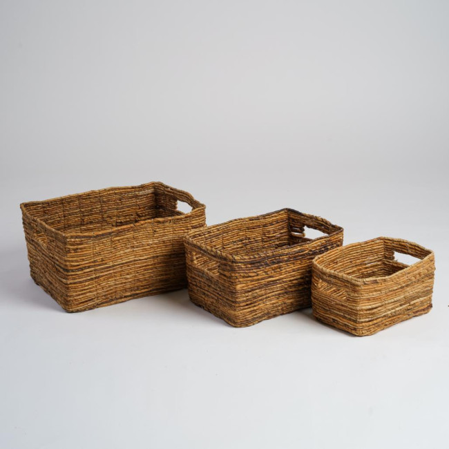 Lot de 3 paniers de rangement rectangulaires en osier Sato XL