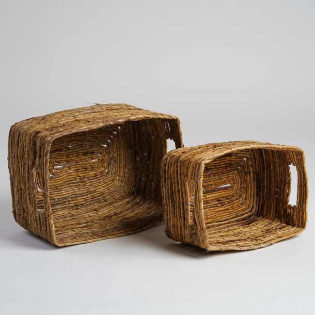 Lot de 2 paniers de rangement rectangulaires en osier Sato L