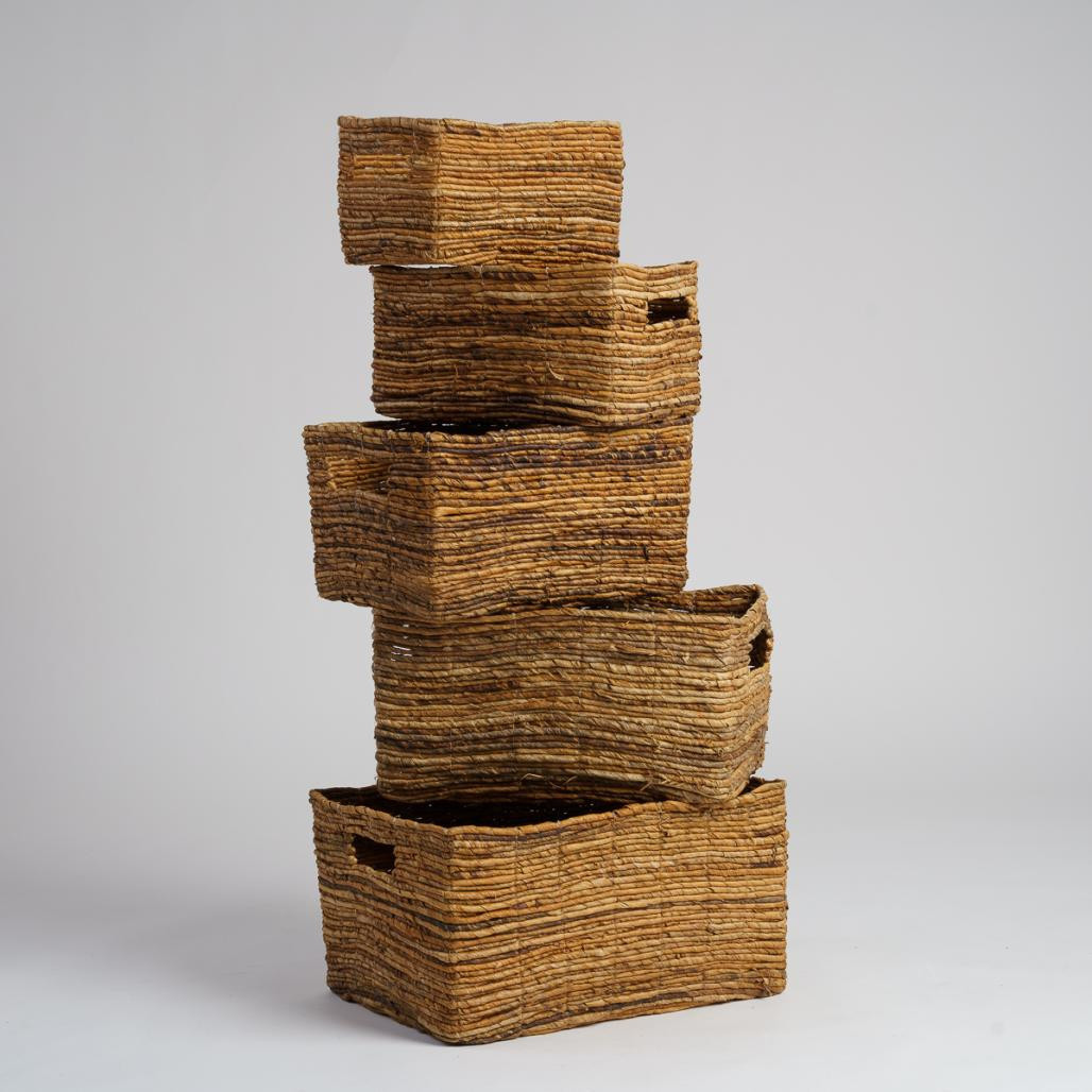 Lot de 2 paniers de rangement rectangulaires en osier Sato L