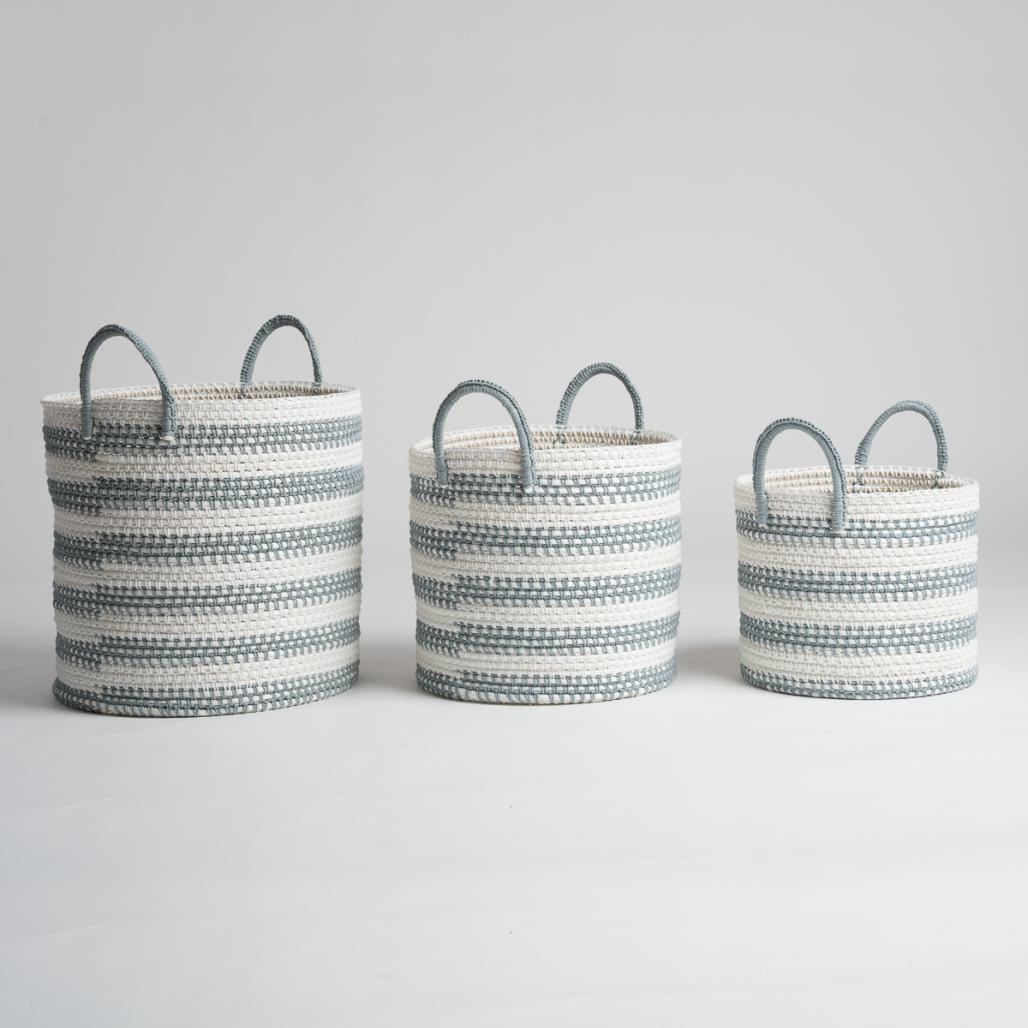 Lot de 3 paniers de rangement en corde gris et écru Guapa