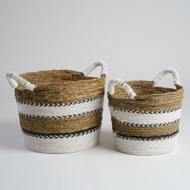 2 paniers tressés en jacinthe d'eau L-S Cassi