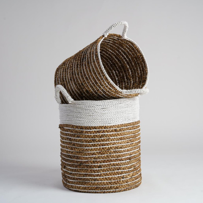 Lot de 2 paniers tressés en jacinthe d'eau XL-M Vito