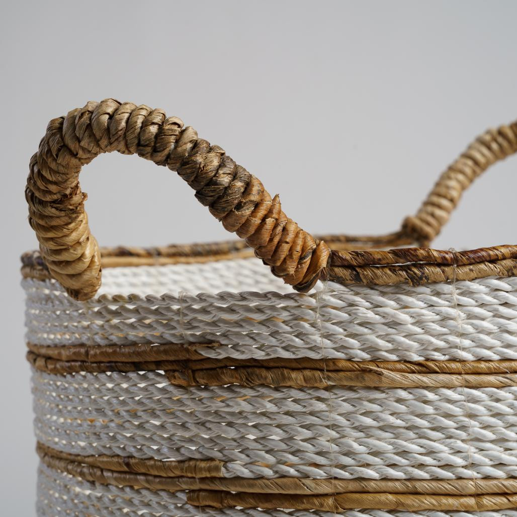 2 paniers en fibres végétales écru et marron XL-M Sethi