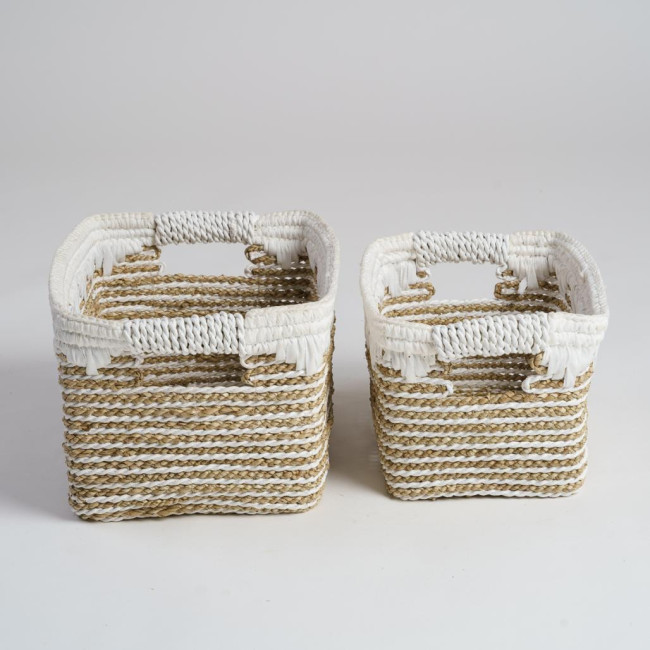 Ensemble de 2 paniers de rangement en jonc de mer M-S Caty