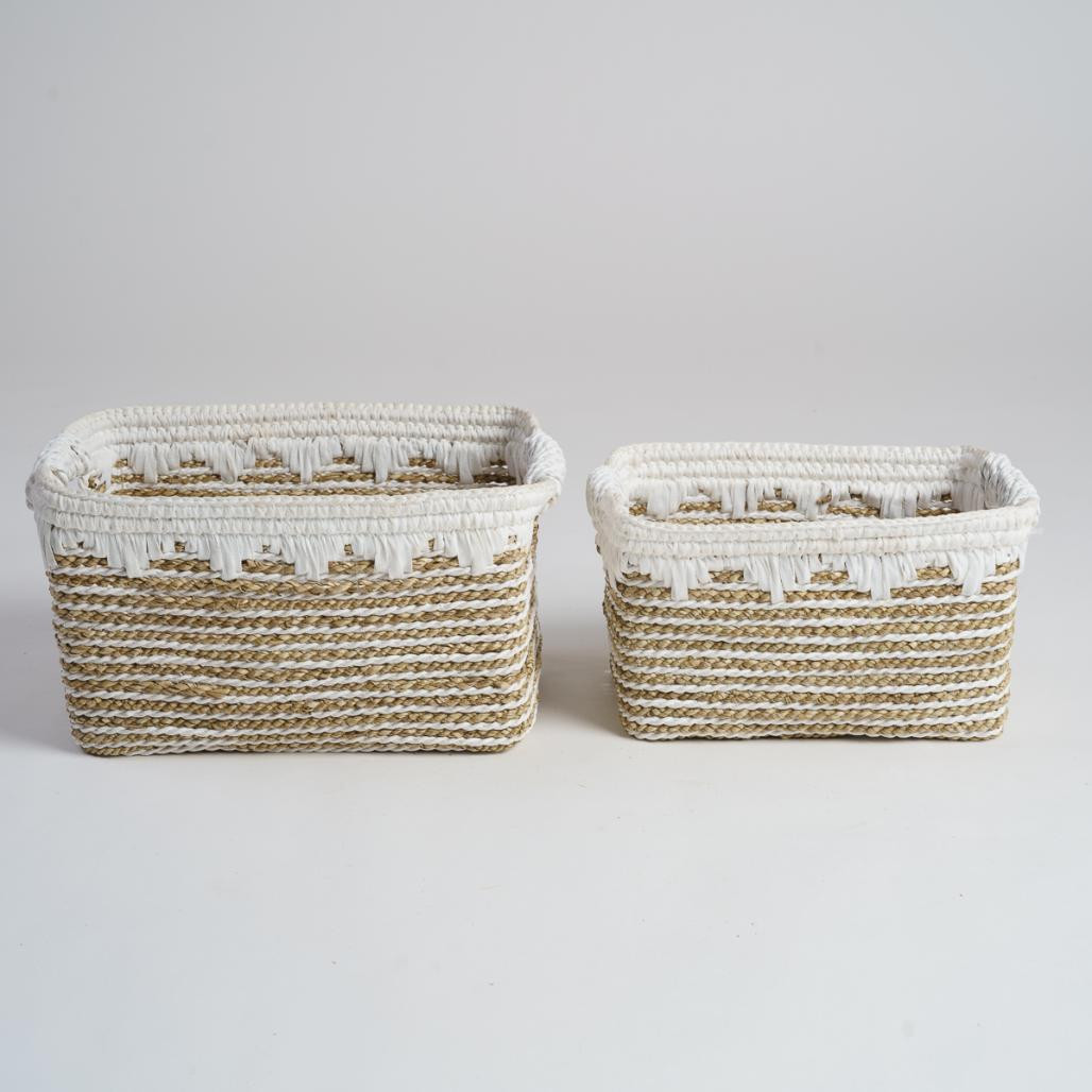 Ensemble de 2 paniers de rangement en jonc de mer M-S Caty Ensemble de 2 paniers de rangement en jonc de mer M-S Caty