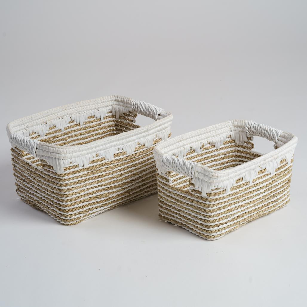 Ensemble de 2 paniers de rangement en jonc de mer M-S Caty Ensemble de 2 paniers de rangement en jonc de mer M-S Caty