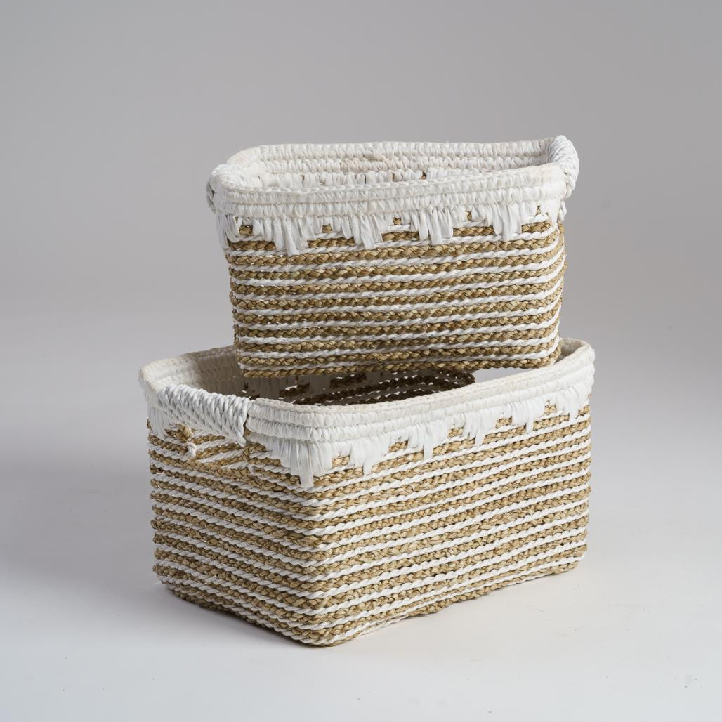 Ensemble de 2 paniers de rangement en jonc de mer M-S Caty Ensemble de 2 paniers de rangement en jonc de mer M-S Caty