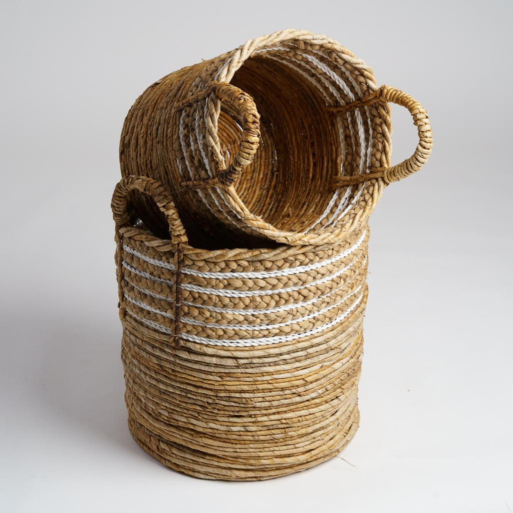 Paniers en fibre végétale XL-M beige Yvo (x2)