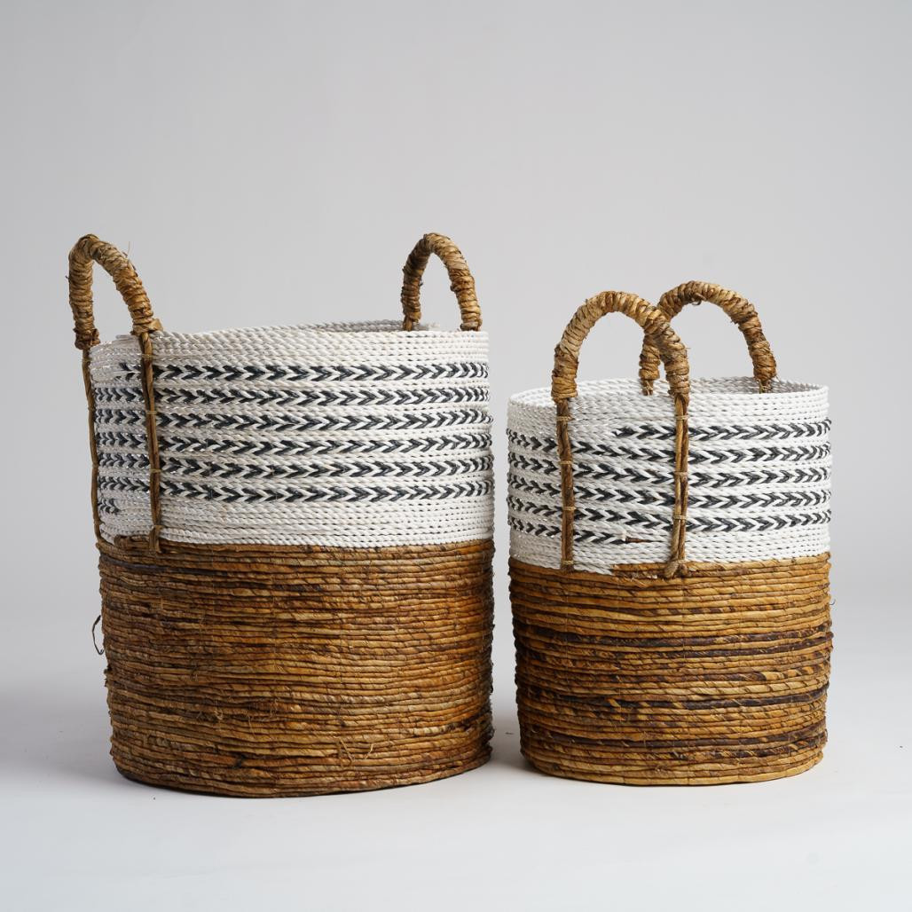 2 paniers avec poignée en fibre végétale XL-M Sookie