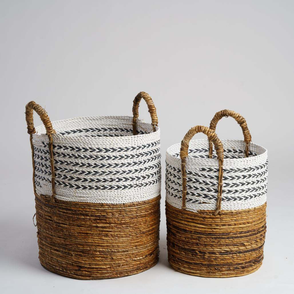 2 paniers avec poignée en fibre végétale XL-M Sookie
