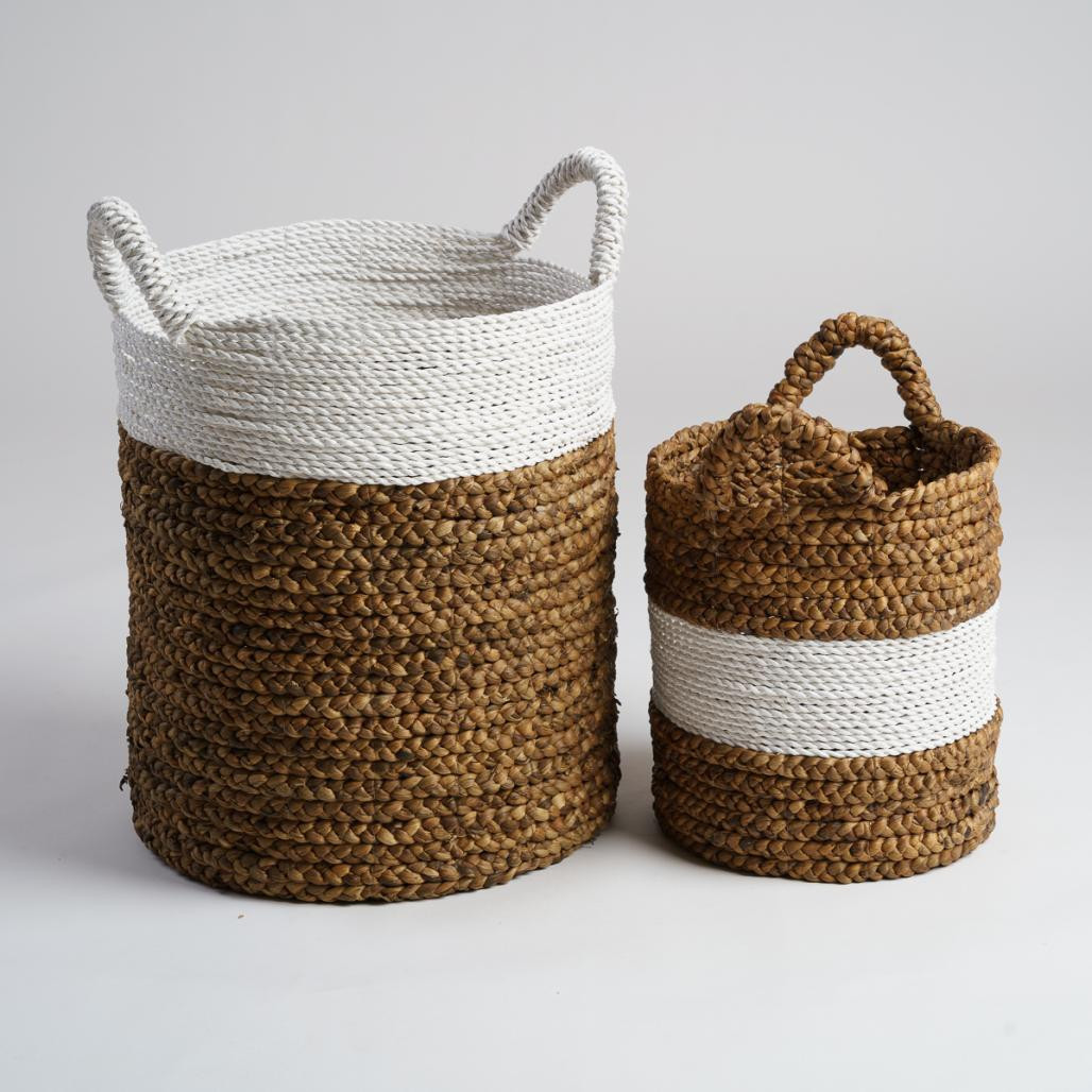 Lot de 2 paniers tressés en jacinthe d'eau L-S Vito Lot de 2 paniers tressés en jacinthe d'eau L-S Vito