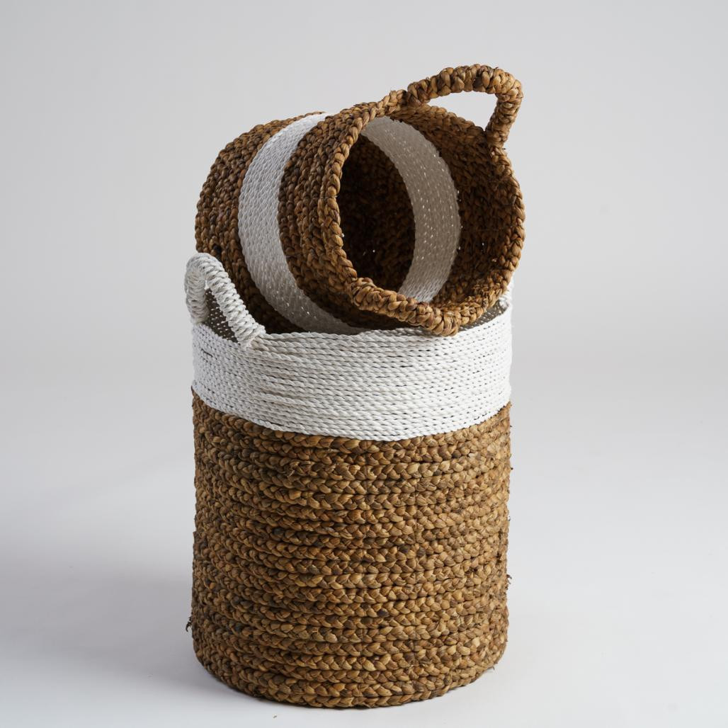 Lot de 2 paniers tressés en jacinthe d'eau L-S Vito Lot de 2 paniers tressés en jacinthe d'eau L-S Vito