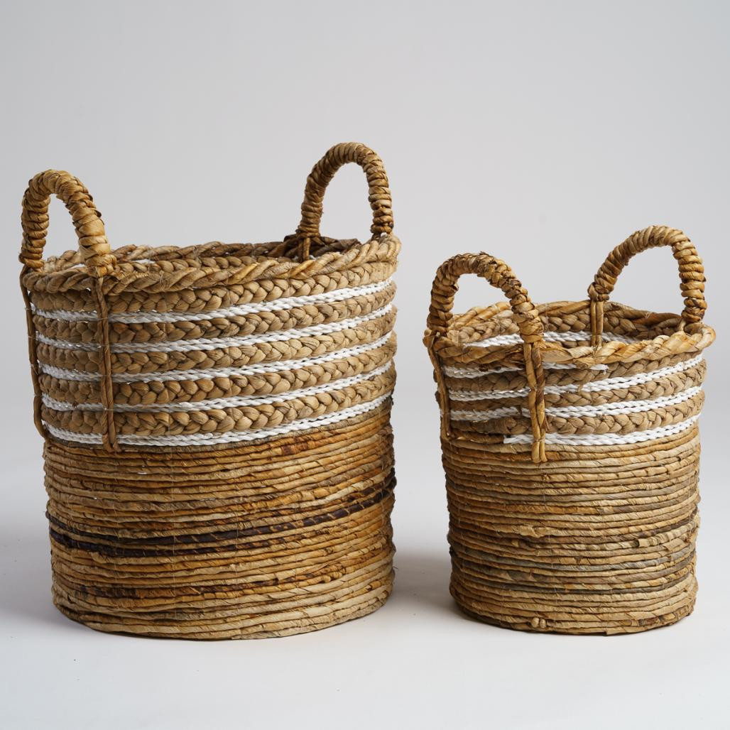Paniers en fibre végétale L-S beige Yvo (x2)