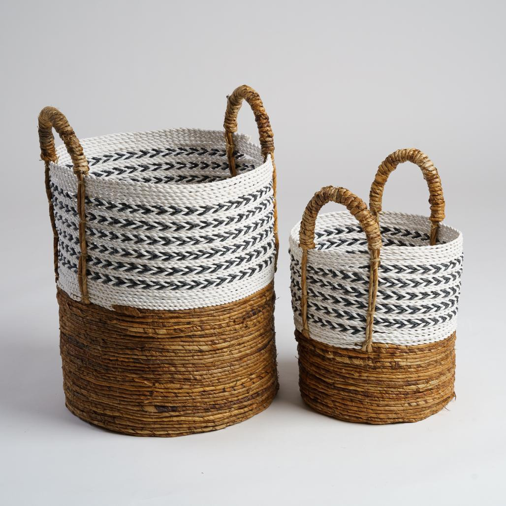 2 paniers avec poignée en fibre végétale L-S Sookie