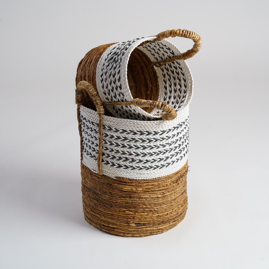 2 paniers avec poignée en fibre végétale L-S Sookie