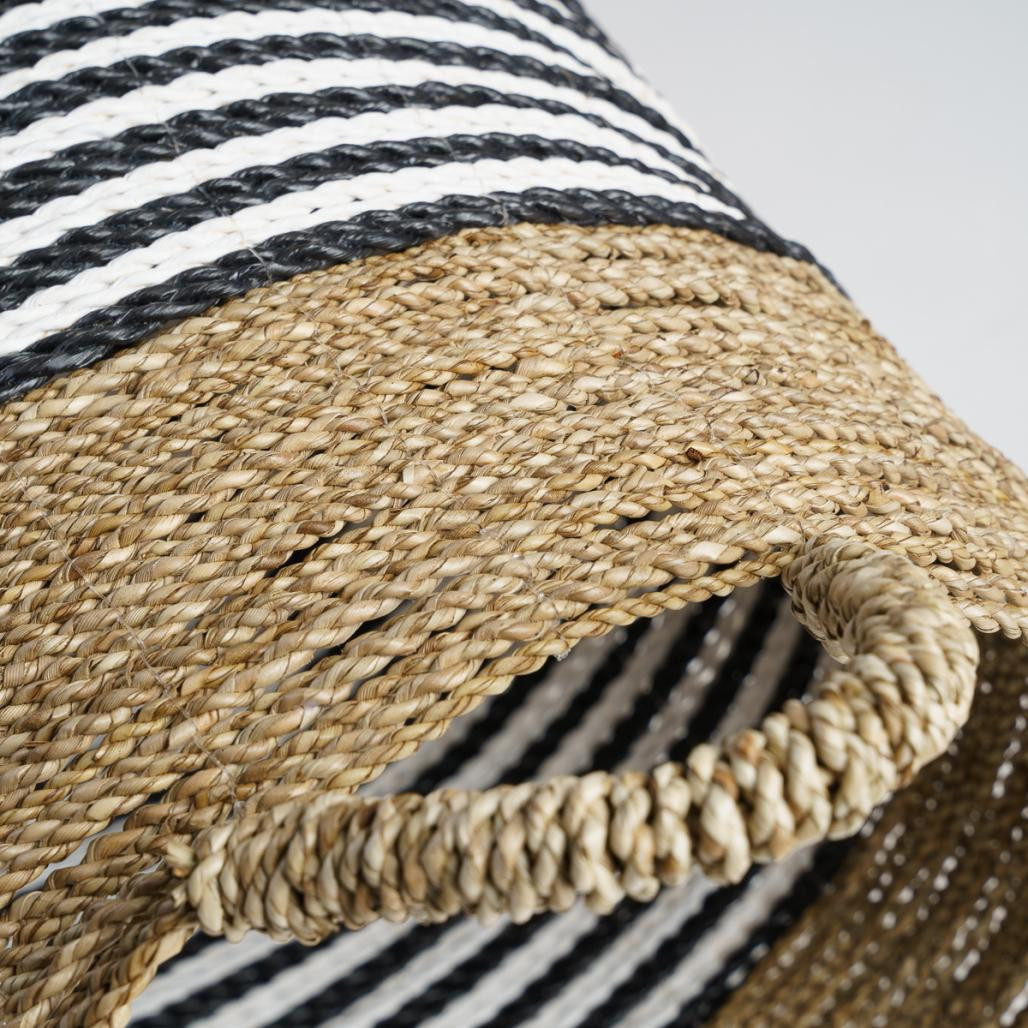 Lot de 2 paniers en jonc de mer noir et blanc L-S Pika