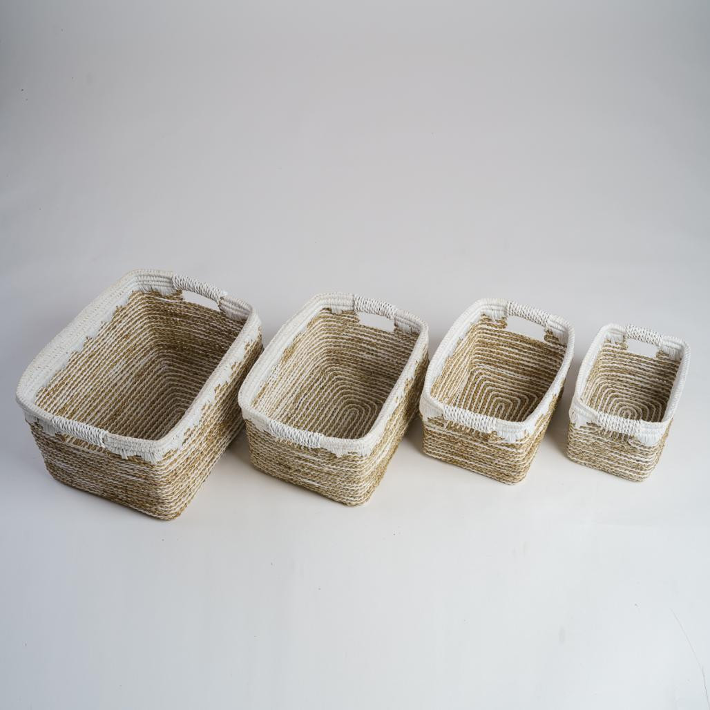 Lot de 2 paniers de rangement rectangulaire XL-M Caty Lot de 2 paniers de rangement rectangulaire XL-M Caty