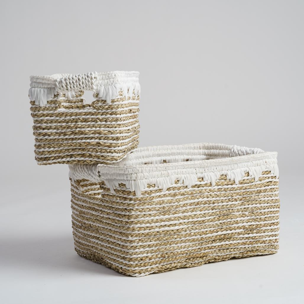 Lot de 2 paniers de rangement rectangulaire L-S Caty Lot de 2 paniers de rangement rectangulaire L-S Caty