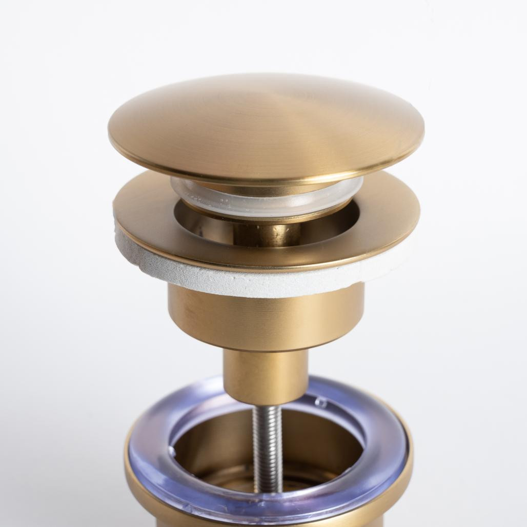 Bonde vidage de lavabo universelle, pop up, or brossé