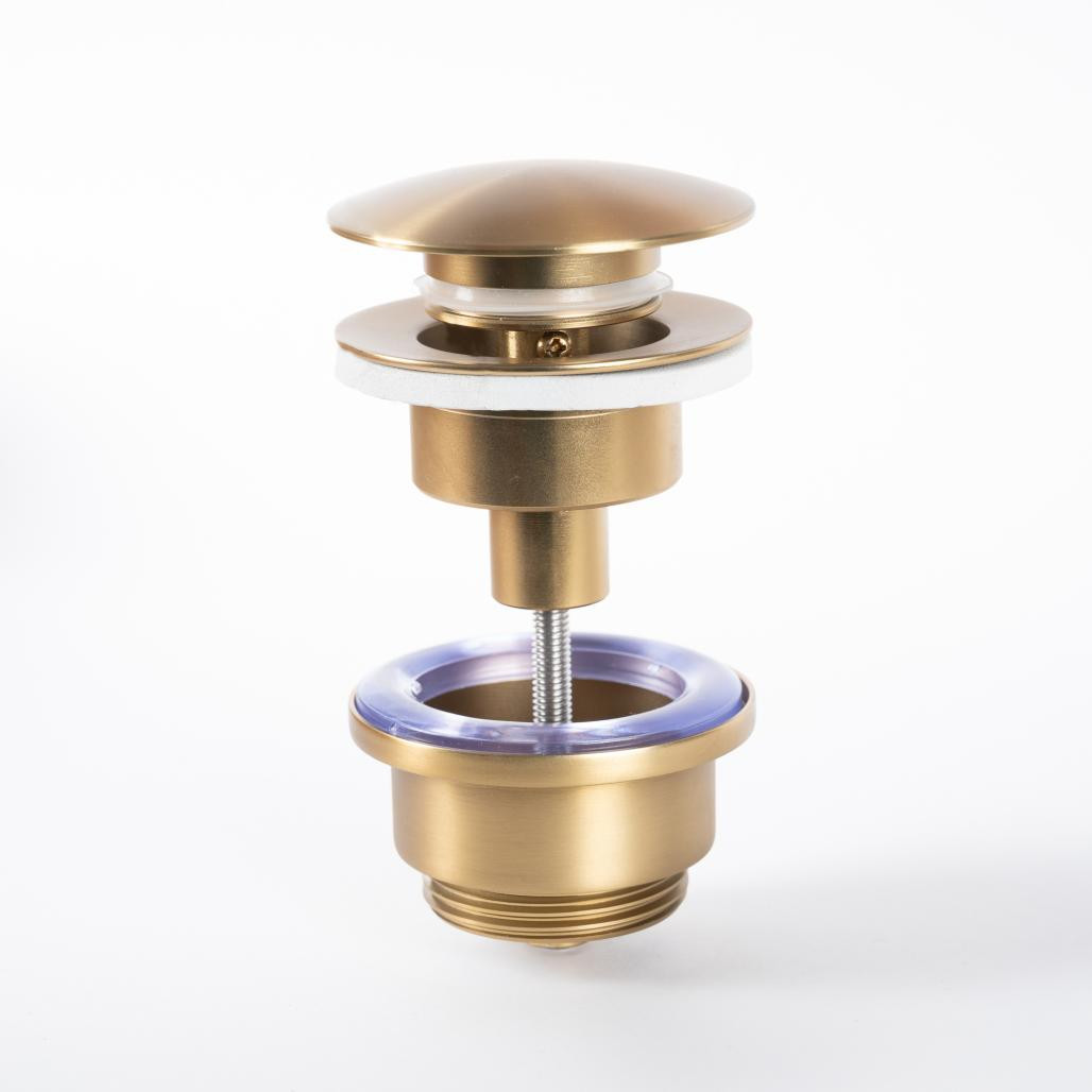 Bonde vidage de lavabo universelle, pop up, or brossé