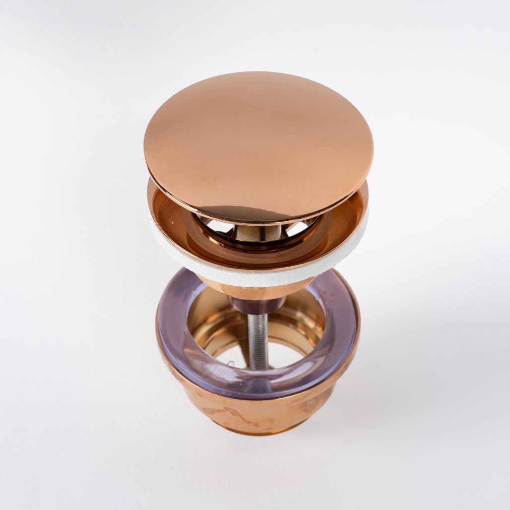 Bonde vidage de lavabo universelle, pop up, or rose