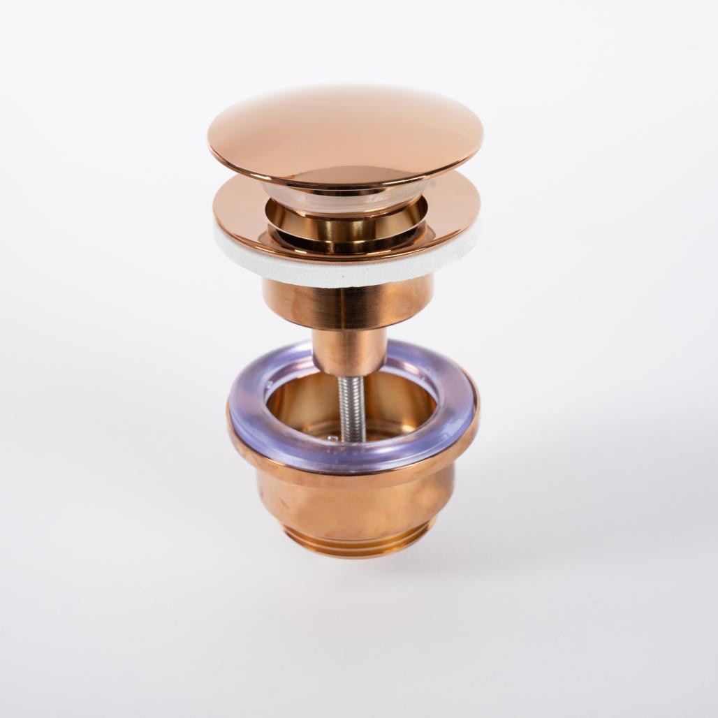 Bonde vidage de lavabo universelle, pop up, or rose