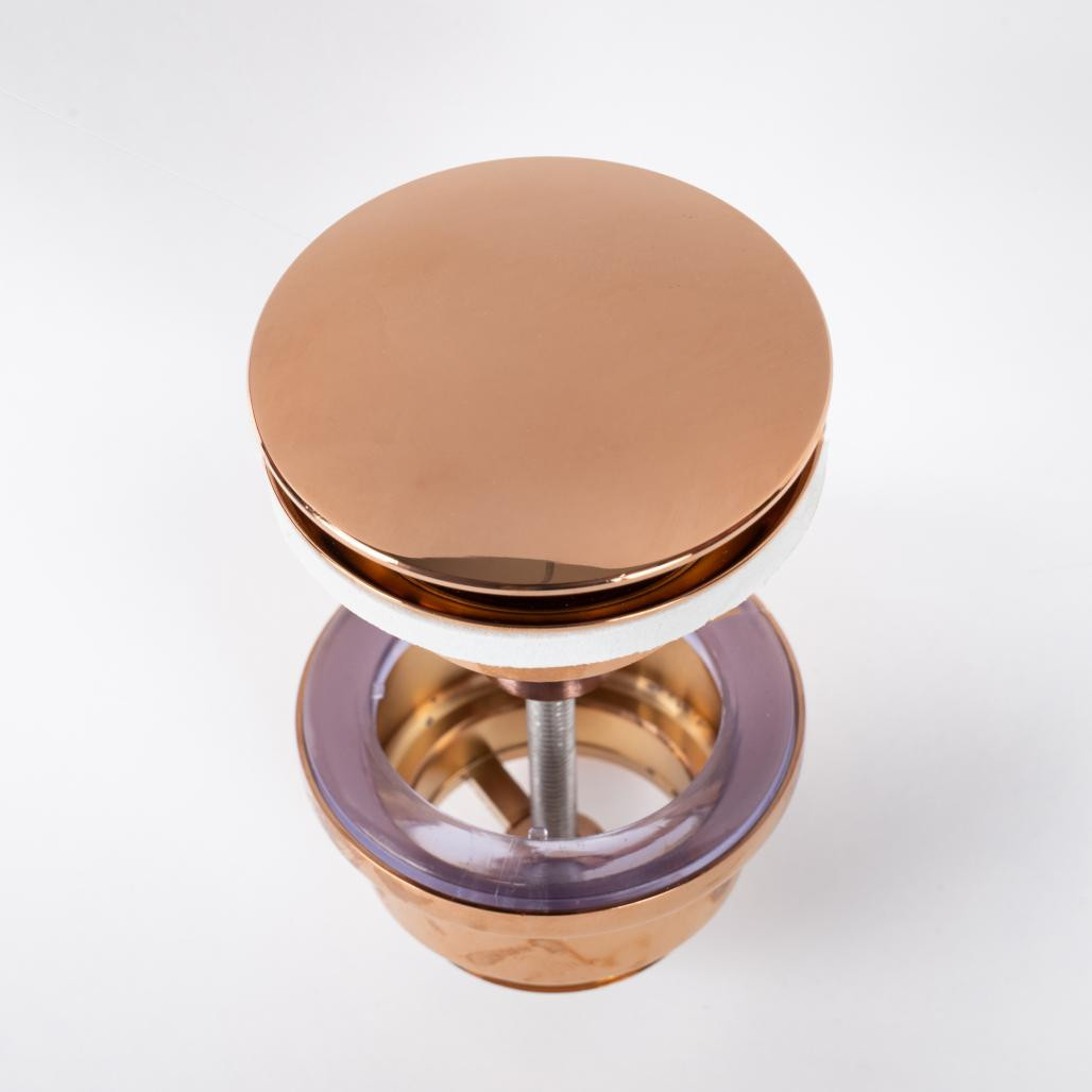 Bonde vidage de lavabo universelle, pop up, or rose