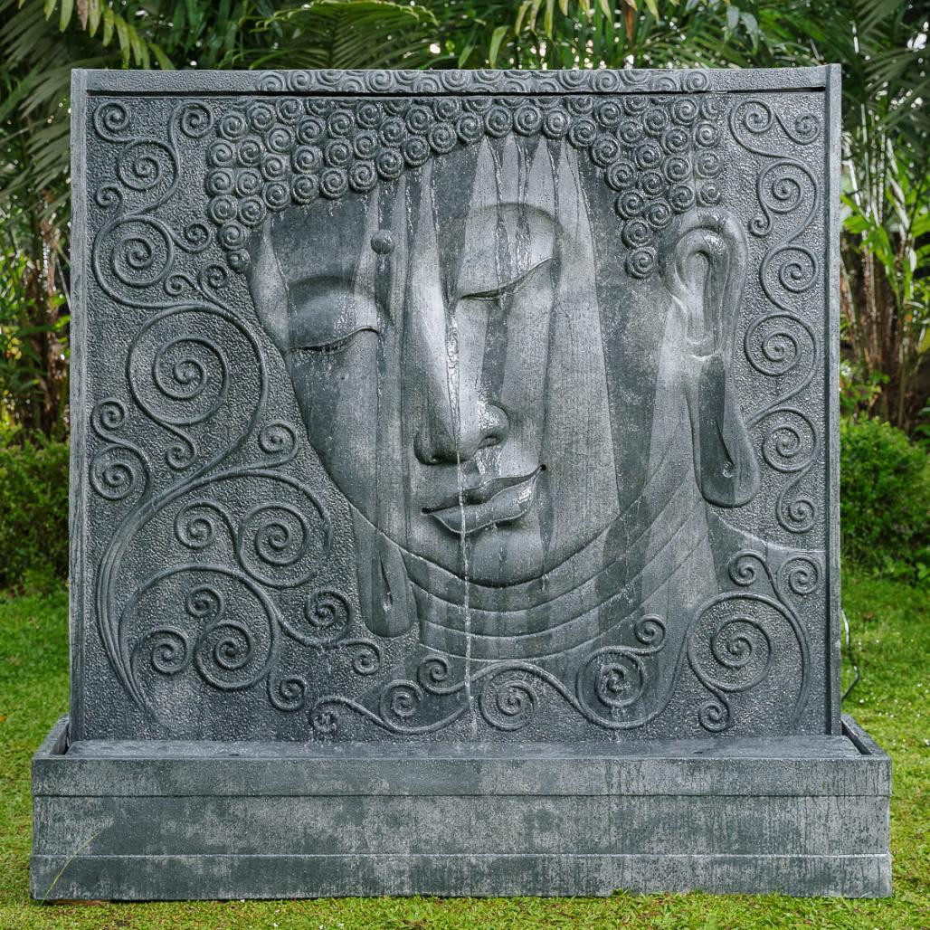 Grand mur d'eau relief de bouddha 165cm