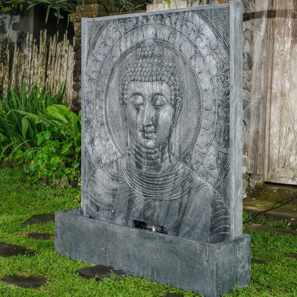Mur d'eau bouddha avec fleurs de lotus 165cm Mur d'eau bouddha avec fleurs de lotus 165cm