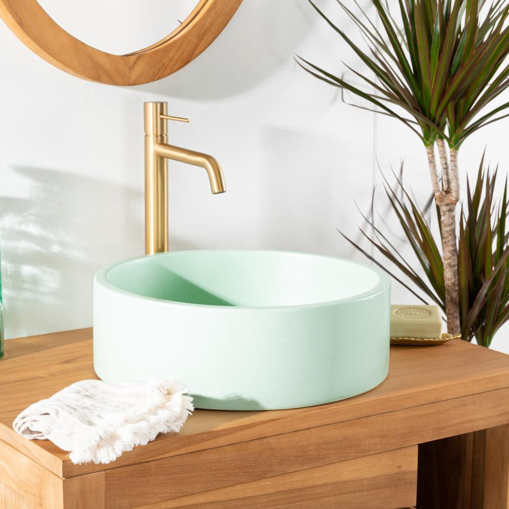 Vasque à poser ronde béton vert Nox Vasque à poser ronde béton vert Nox