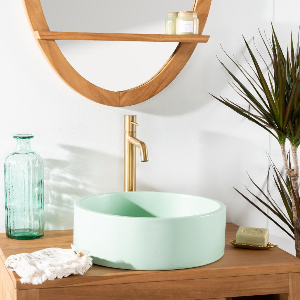 Vasque à poser ronde béton vert Nox Vasque à poser ronde béton vert Nox