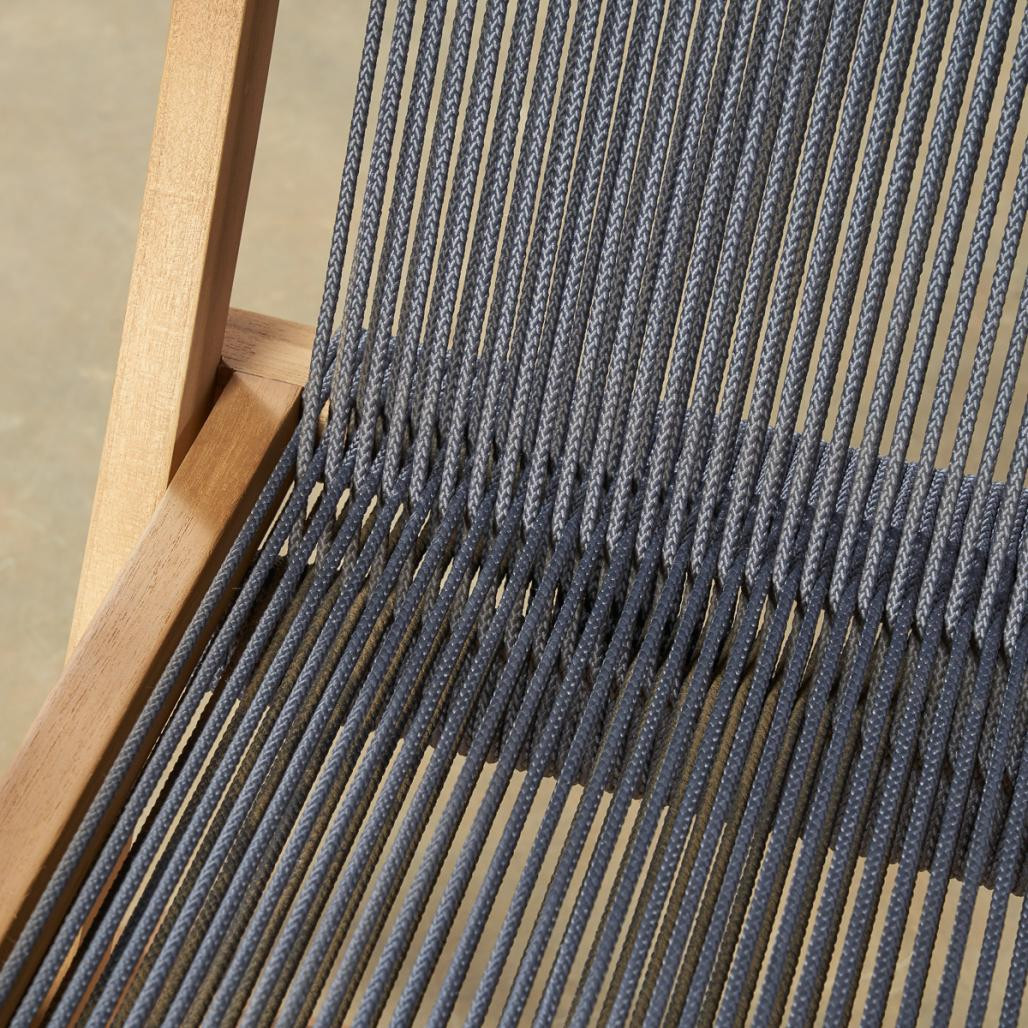 Lot de 2 chaises de jardin en teck et corde dark grey Kristo Lot de 2 chaises de jardin en teck et corde dark grey Kristo