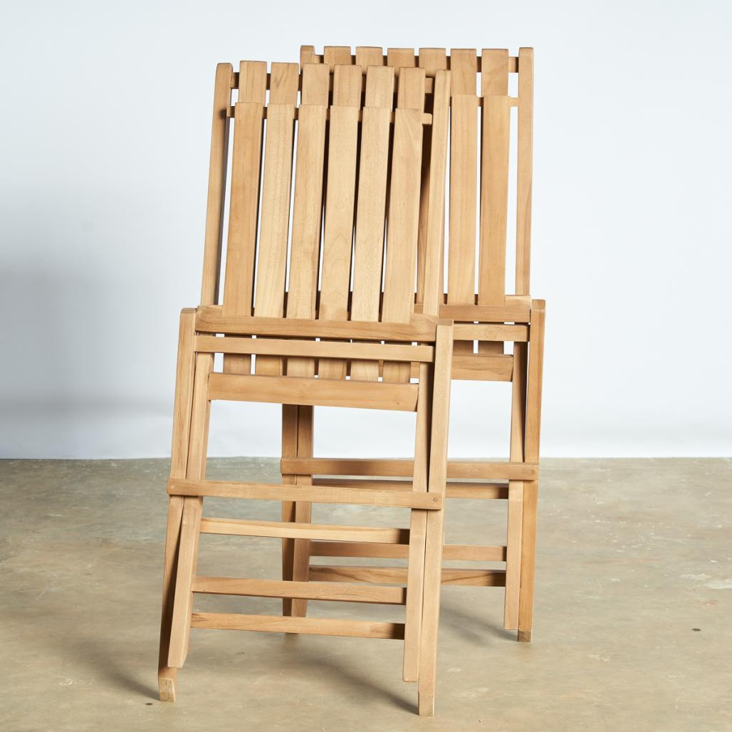 Ensemble de 2 chaises pliantes en teck Helza